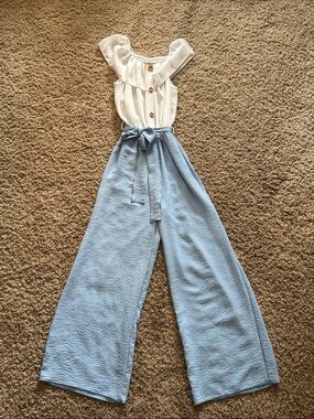 Just Kids Girls Blue and White Romper Size 14
